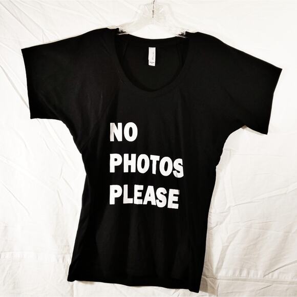 Bella Tops - Bella| Black T-shirt Graphic  "No Photos please"